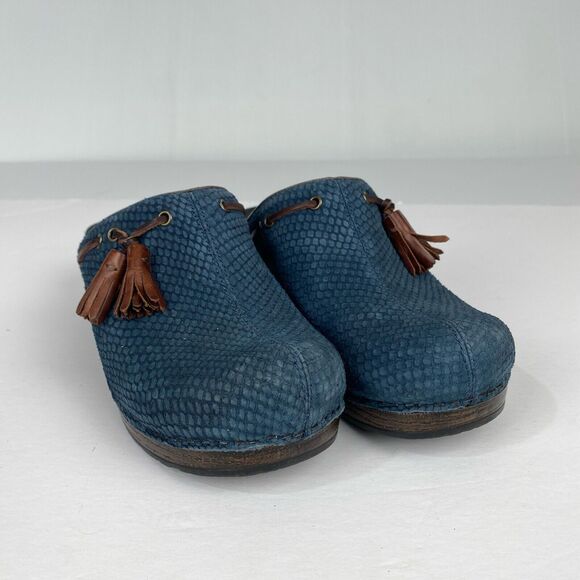Dansko Womens Blue Nubuck Leather Mules Slip On Shoes Size 37/6.5-7 Clog - Picture 8 of 13
